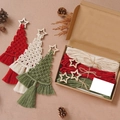 Kit de macramé árbol de Navidad DIY con cordones de algodón rojo blanco verde y madera - Kit de material DIY / Estilo B