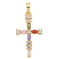 Goldener Kreuzanhänger mit bunten Strasssteinen und Zirkonia für DIY-Schmuckstücke - Mehrfarbiges Zirkonia Gold Kreuz (Stil 71)