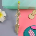 Golden dragon-shaped decorative sword pen with green bead and vintage textured finish - Asura Blade - Gold / 0.5mm