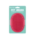 Professional rose red pet grooming bath brush with soft silicone bristles in retail packaging - Card Packaging / Rose Red