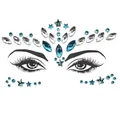 Close-up of blue star and rhombus acrylic face gems set for party makeup decoration - Blue and Silver Rhinestone Combo Style (YT-162)