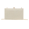 Goldene gewebte Acryl Abendtasche mit Glitzereffekt, Kettenriemen und Diamantverschluss - Gold