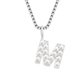 Elegant stainless steel necklace featuring a pearl-studded letter M pendant on box chain - M-Steel Color