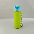 Neon green silicone keychain holder for lipstick or sanitizer with metal chain ring - 03 Blue & Green