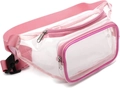 Transparent pink waterproof waist bag with PVC material and adjustable strap - Pink
