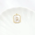 Rectangle 18k gold pendant with white shell inlay and center zircon stone for jewelry - Square Zircon 15*21mm