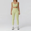 Ensemble de yoga vert clair deux pièces avec soutien-gorge et legging taille haute - S / Haut Et Bas / Vert Citron