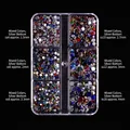 6-grid mixed AB rhinestones kit for nail art, assorted sizes ss4 to ss16 silver bottom - Mixed Color Silver Bottom (108)