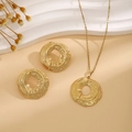 Luxurious gold jewelry set with hammered leaf texture necklace and earrings - Hammered Round Style (E6210-11)