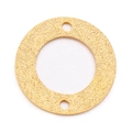 Pendente circolare vuoto in acciaio inossidabile dorato opaco con due fori - Pendente Tondo Satinato Oro con Doppio Foro (KLJ6471-Z)