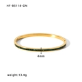 Bracciale in acciaio inossidabile placcato oro 18k con zirconi verdi, 4mm, 13,4g - Oro con Zircone Verde (HF-B5118-GN)