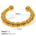 Golden stainless steel open bangle with spherical bead design and 58mm inner diameter - SZ188G Gold Bead Thread Bangle
