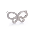 Silver butterfly connector pendant with pave-set cubic zirconia for jewelry making - Silver Hollow Large Butterfly (L0383-B)