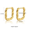 Golden 18K titanium steel square earrings with geometric texture and measurements - Geometric Faceted Square Style (GR0107)