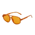 Retro-Pilotenbrille mit Doppelsteg-Gestell und orangen Gläsern auf weißem Grund - Oranger Rahmen / Orange Gläser