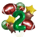 Rugby theme party balloon set with green number 2 and American football foil balloons - Football Number 2