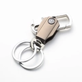 Schlüsselanhänger aus mattem Titan und Silber mit D-Ring-Haken und Doppelringen - GX-488 Ohne Messer (Waffengrau)