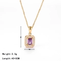 Elegante gouden ketting met rechthoekige paarse zirkoon en kleine witte diamanten - Goud - Paarse Zirconia