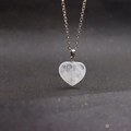 Minimalist silver necklace featuring a transparent heart-shaped crystal stone pendant - Heart White Crystal