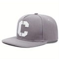Cappellino snapback grigio con lettera C ricamata bianca e visiera piatta sport - Grigio