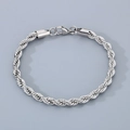 Bracelet chaîne torsadée en acier inoxydable argenté avec fermoir mousqueton chic - Largeur 5mm/Longueur 18cm / Couleur Acier