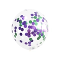 Transparent 12-inch latex balloon with vibrant purple and green metallic round confetti - Purple Green Sequins