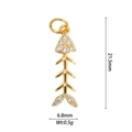 Detail of fish bone pendant in gold plating with dimensions 21.5mm and weight 0.5g - DZ-2999 Fishbone