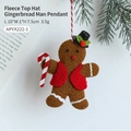 Lebkuchenmann Plüsch-Weihnachtsbaumschmuck mit schwarzem Hut und Zuckerstange, 10cm hoch - Lebkuchenmann A