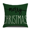 Dark green linen Merry Christmas pillow case with elegant typography for holiday decor - Dark Green Background - Merry Christmas