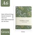 Taccuino A6 verde con ricamo floreale su trama di tessuto di lino vintage - Verde Floreale / Verde