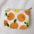 Mini canvas zipper coin purse featuring cute orange and lemon fruit print pattern - Large Mandarin