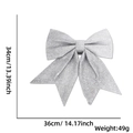 Silver glitter Christmas bow ornament detail with 36x34cm dimensions and 49g weight - G:No.2 (36x34cm) / Silver