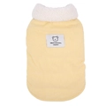 Gilet d'hiver pour chien en velours côtelé jaune avec col en polaire et écusson - Jaune