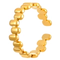 Minimalist golden beaded open ring with high-polished C-shaped stainless steel design - Interleaved Bead Style (10548)