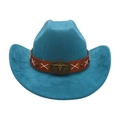 Cappello da cowboy turchese in finta pelle scamosciata con cinturino in cuoio e fibbia - Verde malachite