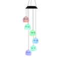 Solar powered Halloween Sally head wind chime with color changing LED lights for garden decor - Ghost Face Girl