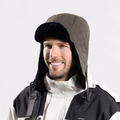 Winter trapper hat in khaki with quilted fabric and black faux fur lining for men and women - Army Green
