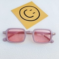 Translucent pink rectangular sunglasses with gold studs and light pink lenses - Pink Frame / Pink Lens