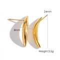Minimalist 14K gold-plated C-shaped stainless steel earrings, size 24mm x 4mm - Simple Curved Hook / Gold