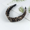 Stylish leopard print knitted knot headband for women in classic brown and black tones - Leopard Print