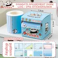 Blue panda-themed sticky note roll in drawer box featuring 256 cute illustrated stickers - Panda Amusement Park