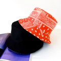Faltbarer Wendehut mit rotem Paisleymuster und schlichtem schwarzem Baumwollstoff-Finish - Erwachsene 55-58cm / Rot Paisley