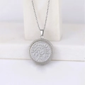 Silver tree of life circular locket necklace with delicate chain in polished finish - Tree of Life Round 27*27/Steel
