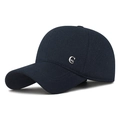 Navy blue winter baseball cap with ear flaps and silver CYM metal badge detail - Adjustable / Navy Blue