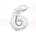 Silver number 6 aluminum foil balloon with metallic finish for birthday party decor - 16 Inch Number 6-Silver