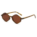 Irregular geometric sunglasses with tortoiseshell frame and dark brown tinted lenses - Hawksbill/Brown Lens