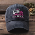 Classic washed dark gray baseball cap with This Girl Sells Real Estate embroidery - One Size / Black