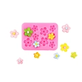 Pink silicone mold for daisy flower fondant cake decoration with colorful floral samples - Style 1 Rectangular Flower Array / Pink
