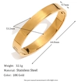 Brazalete minimalista de acero inoxidable chapado en oro 18K con diseño pulido - Brazalete Liso Minimalista de 10 mm de Ancho - Dorado