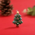 Green resin Christmas tree charm with golden star and metal ring for DIY jewelry making - No.14 Decorated Christmas Tree